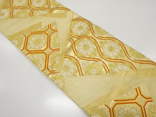 JAPANESE KIMONO / ANTIQUE FUKURO OBI / SILK / WOVEN KIKU